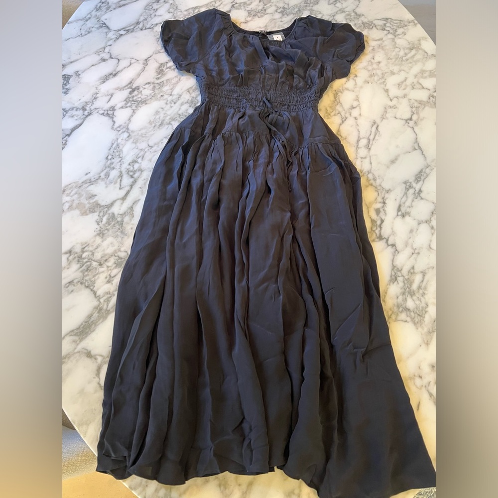 NWT J Crew Elena puff-sleeve dress in crepe de chine S sensor rip needs repair - Picture 6 of 16